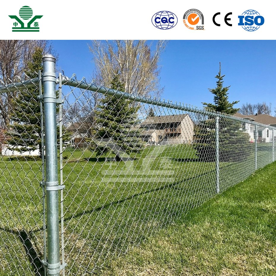 Zhongtai Anti Cut Chain Link Fence China Manufacturing 6FT and 8FT Galvanized Wire Stadium Chain Link Fence 3.8mm Diameter 6 FT Stadium Chain Link Fence