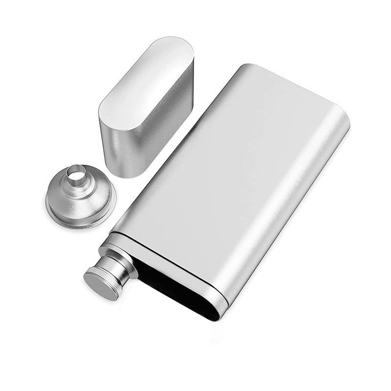 2 Ounce Hip Flask Cigar Holder with Funnel, 2 Tubes Stainless Steel Cigar Humidor Tube