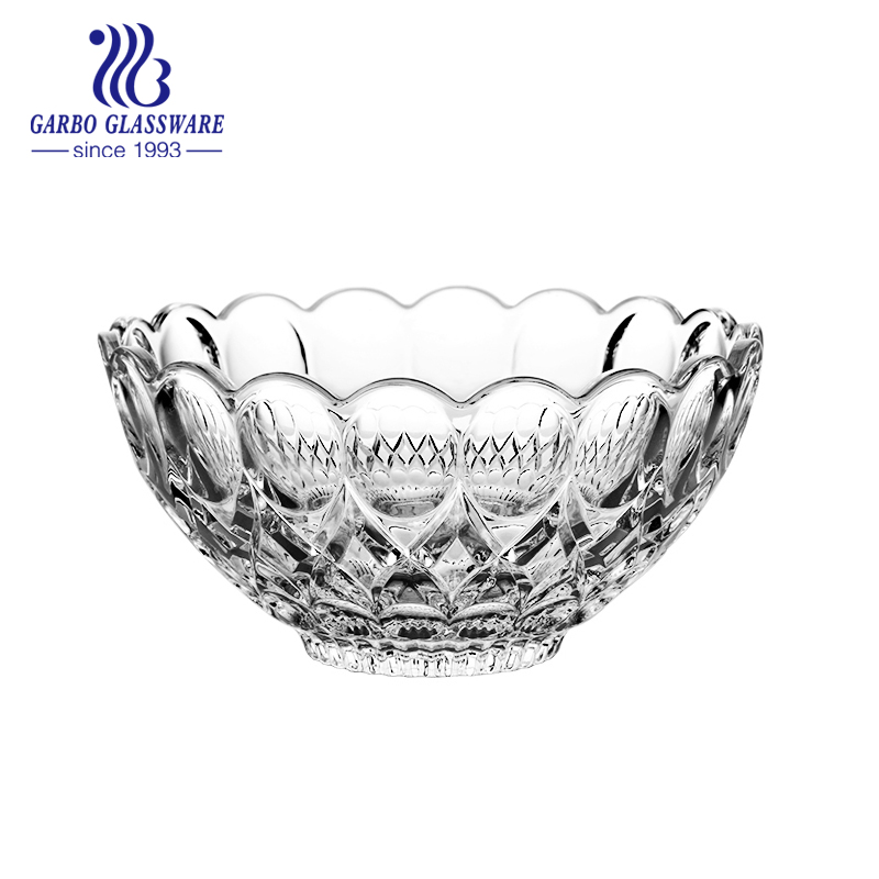 10inch Glass Fruit Bowl Cheap Price Salad Bowl Embossed Heavy Glass Bowls for Home Table Decor