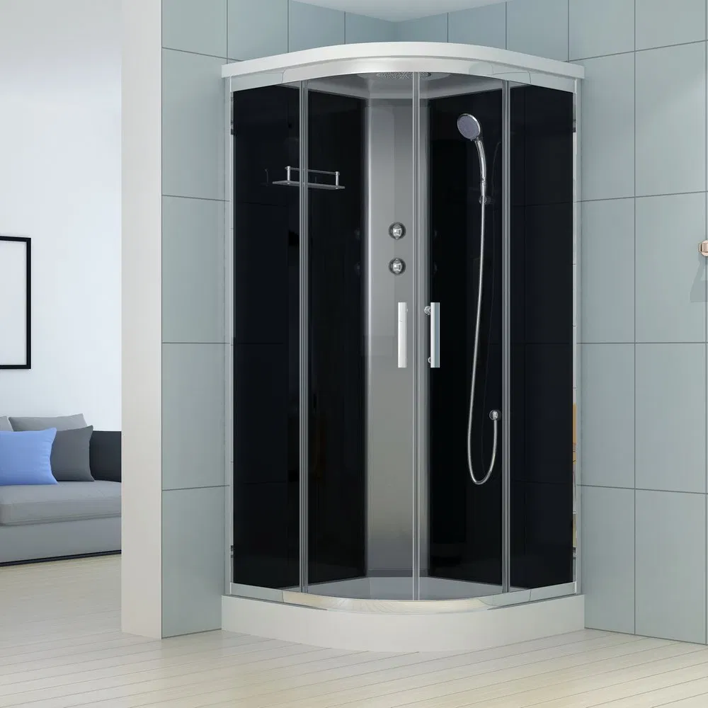 Bathroom Corner Tempering Glass Double Sliding Shower Cabin with Tray 900X900