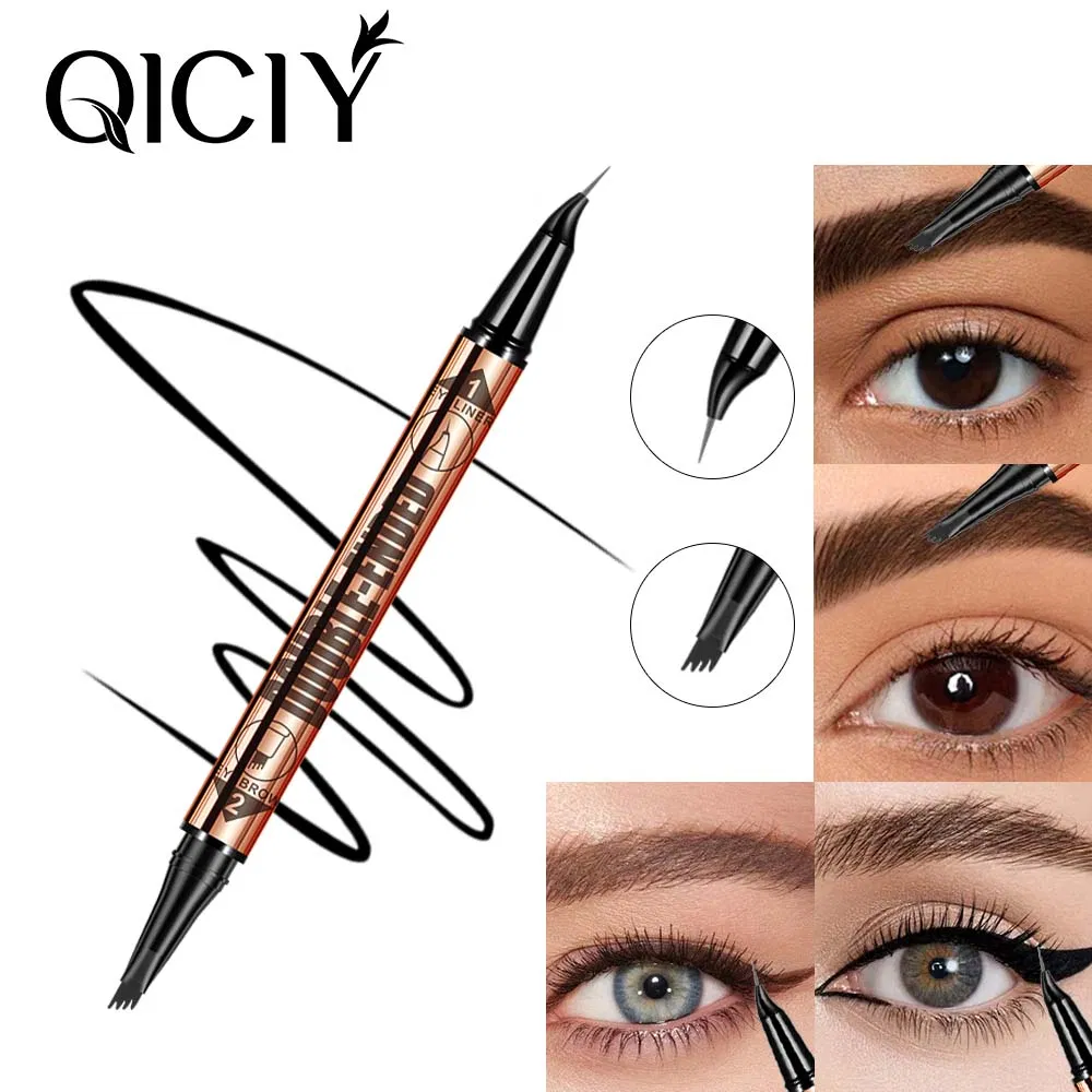 2 Color Eyeliner + Four-Prong Eyebrow Pencil Makeup Set