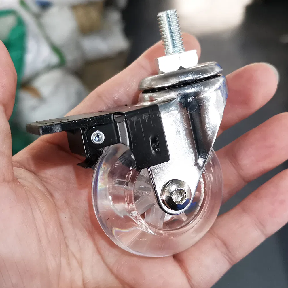 Wbd Hot Sale PU 75mm Transparent Swivel Trolley Wheel Castor with Lock