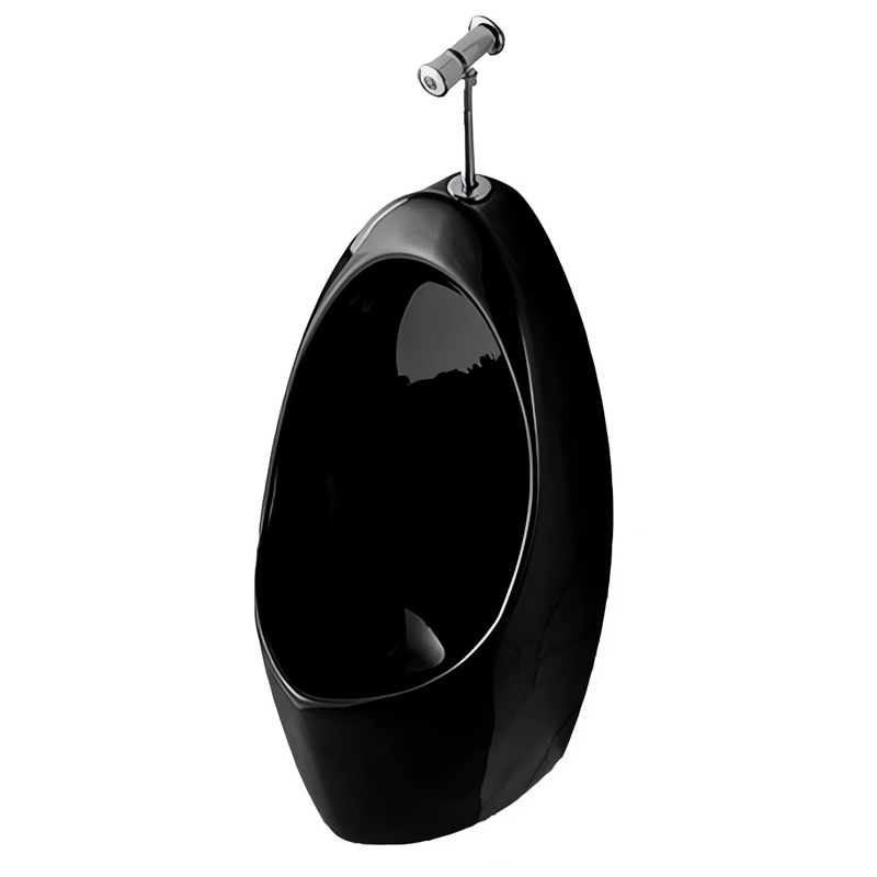 Modern Nordic Black Oval Ceramic Wall-Mounted Gravity Flushing Easy to Clean Adult Urinal for Hotel Bathroom Engineering