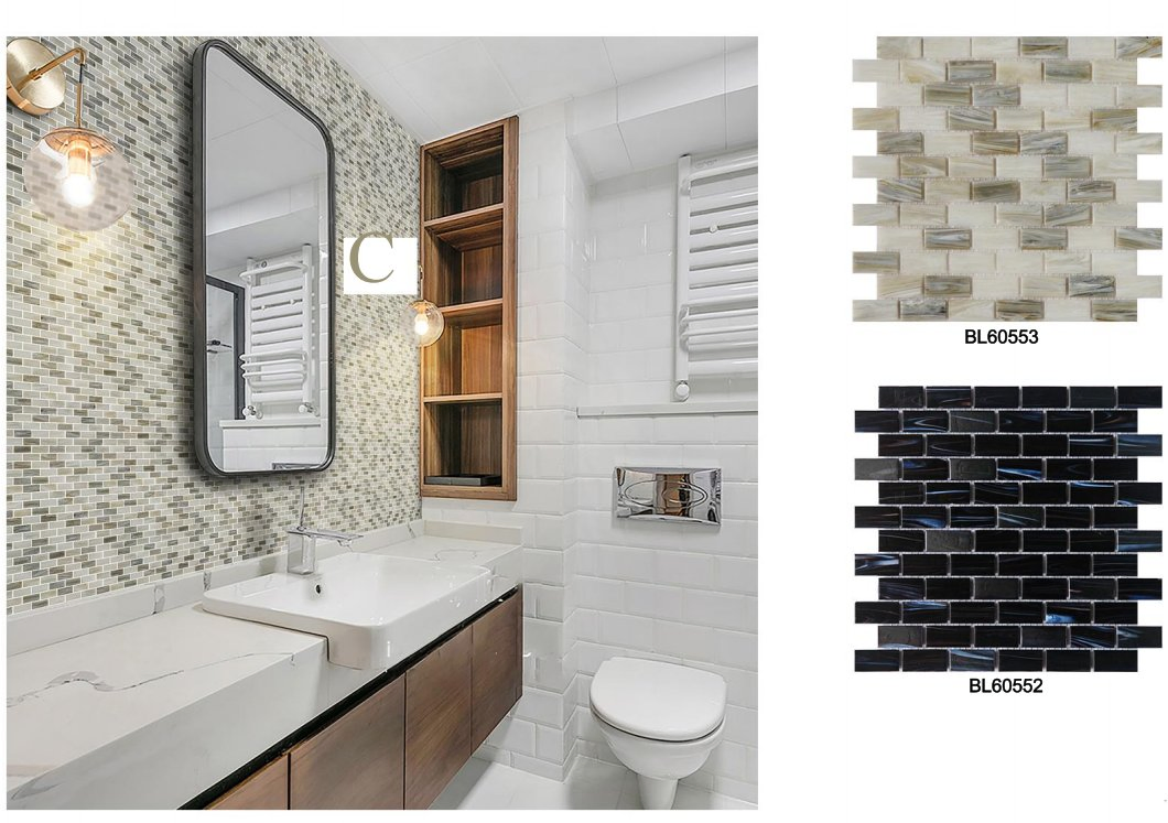 300*300mm Glossy Hotel Indoor Wall Decoration Square Glass Mosaic