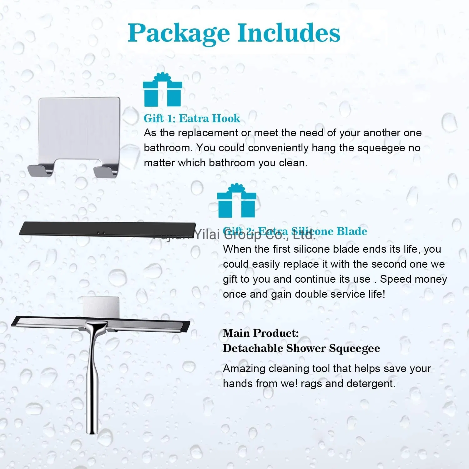 Multifunctional Household Bathroom Kitchen Silicone Rubber Blade Mirror Handle Window Wiper Shower Window Squeegee