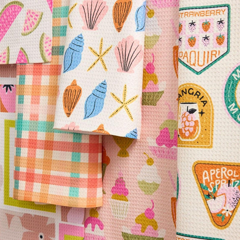 Premium 100% Cotton Printed Tea Towels with Custom Labels