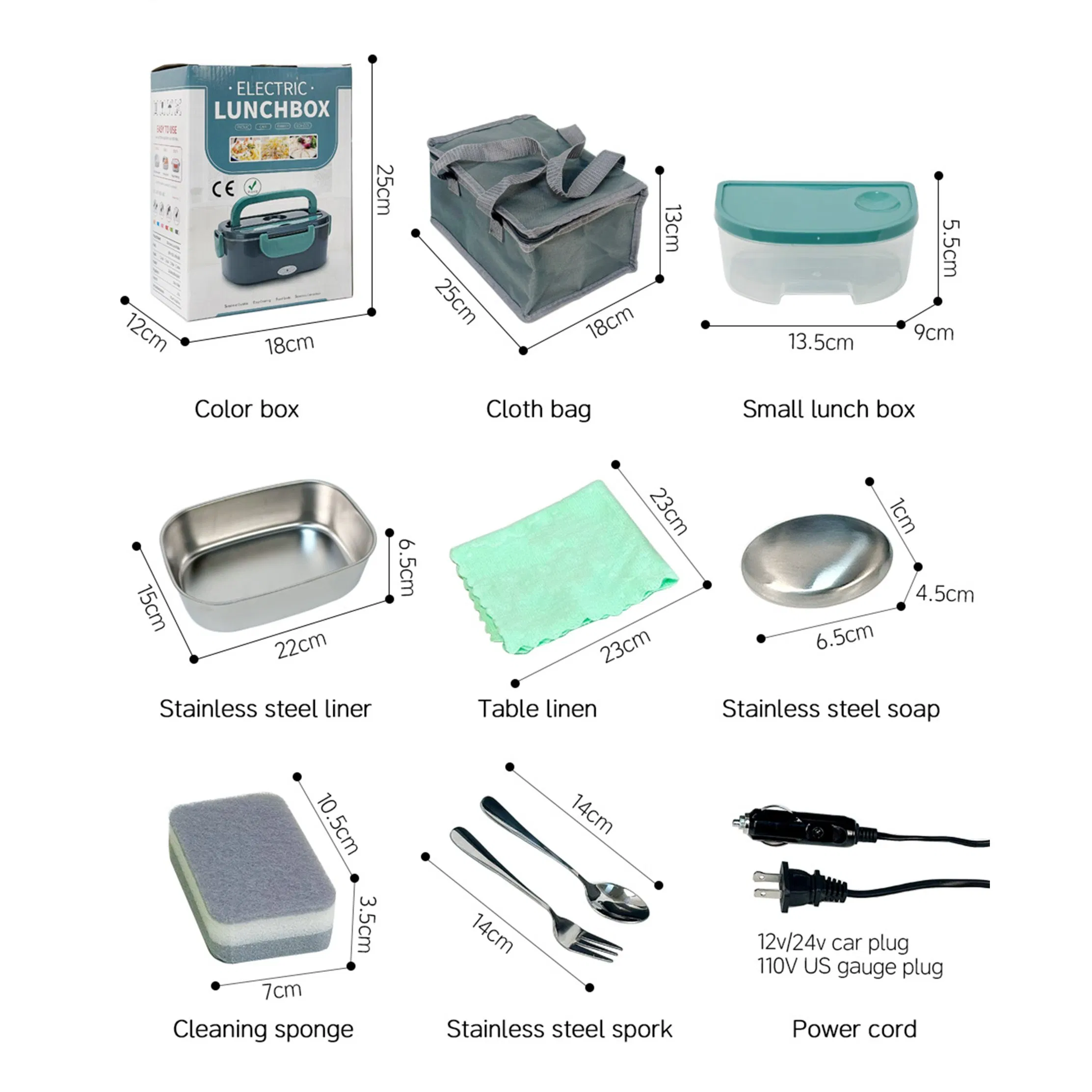 Home Office Electric Lunch Boxr 2 in 1 Portable Heated 1.5L Lunch Box for Car Truck Home Work Adults Food Heating