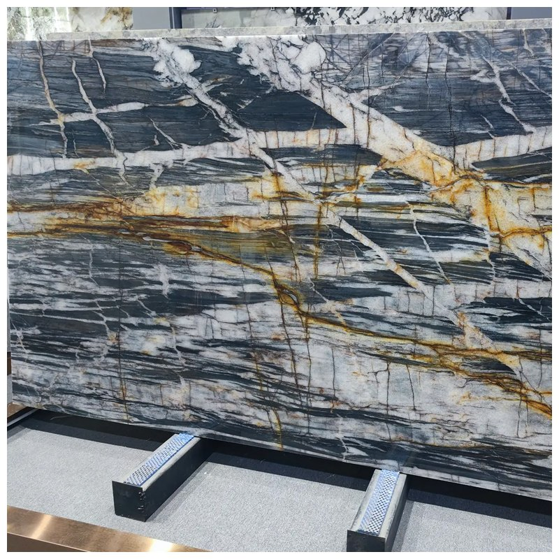 Luxury Backlit Black Cristallo Midnight Quartzite Slabs