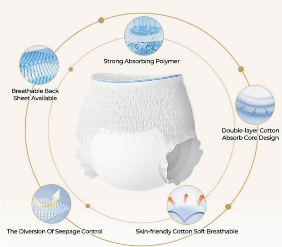 Adult Diaper High Absorbency Disposable Incontinence Briefs for Elderly Care