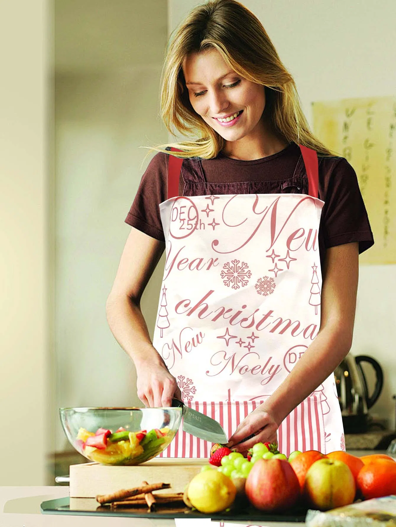 Anti-Stain and Oil-Proof Christmas Printed Thickened Waterproof Waist Skirt Apron Waist