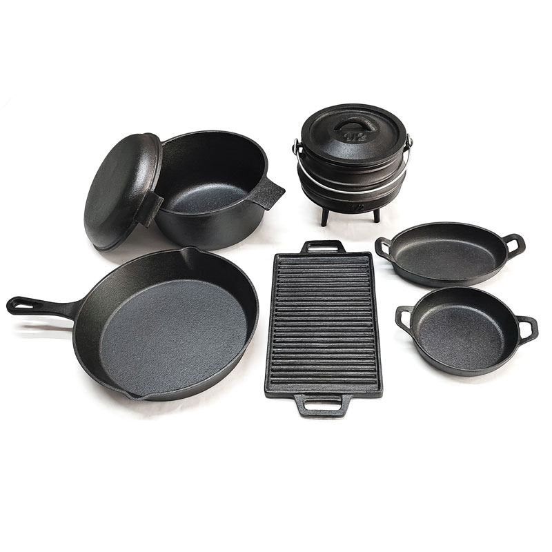 Wholesale Cast Iron Cookware Set Camping BBQ Cooking Set Cast Iron Casserole Pot Grill Pan Skillet New Kitchen Cooking Set