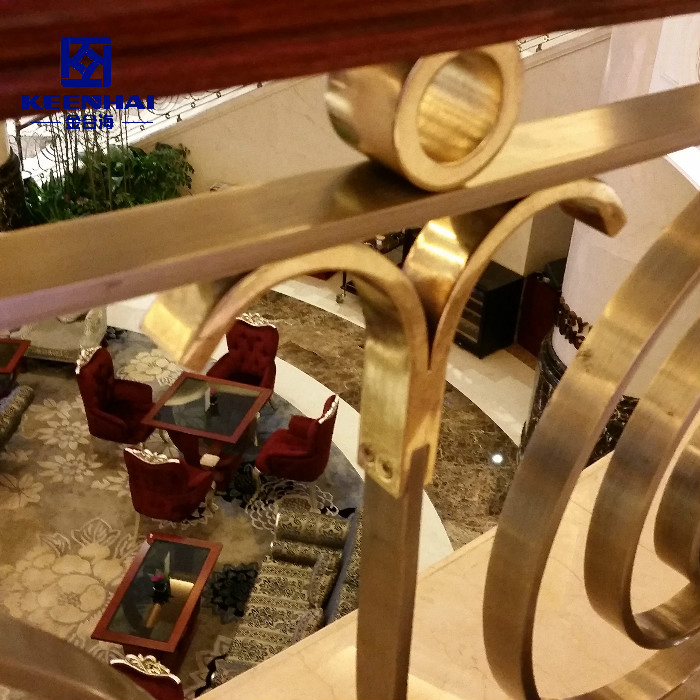 Luxury Gold Color Staircase Aluminum Stair Handrail for Villa