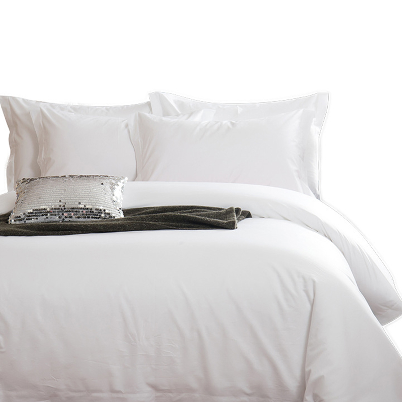 100%Cotton High Density Sateen White Quilt Cover Pillowcase Bed Sheets Hotel Bedding