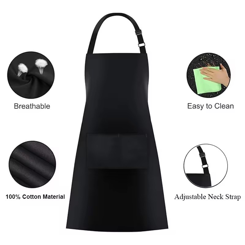 Custom Logo Unisex Sleeveless Reusable 100% Cotton Adult Chef BBQ Aprons