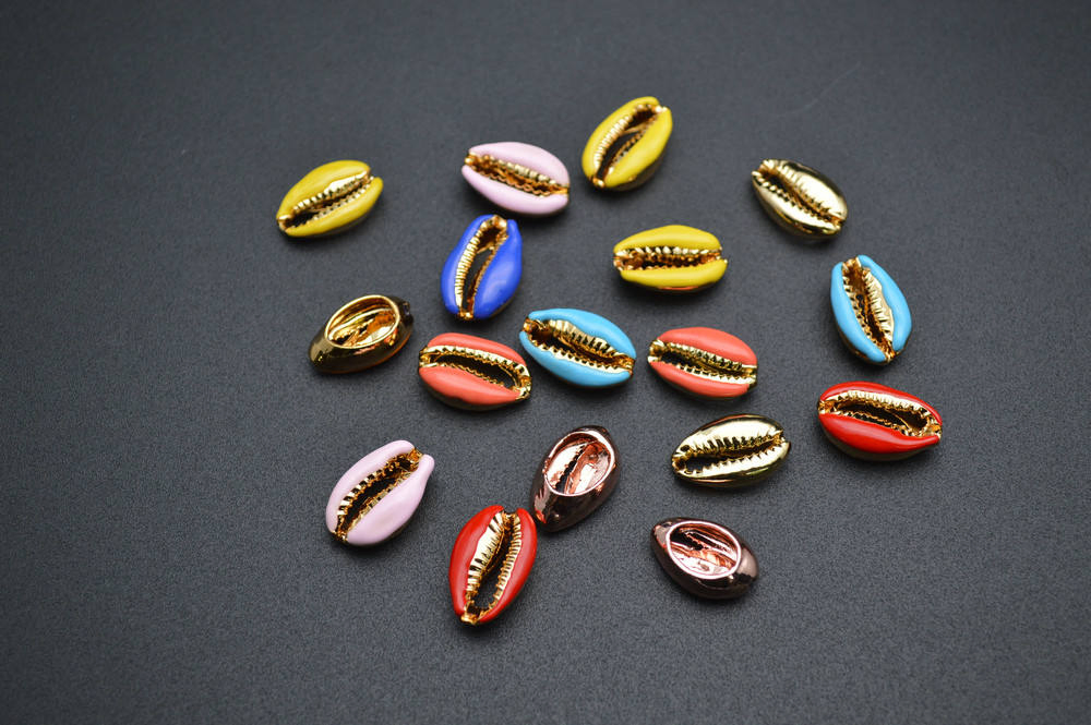 Wholesale Multi Color 10X20mm Enamel Metal Shell Shape Bracelet Making Beads