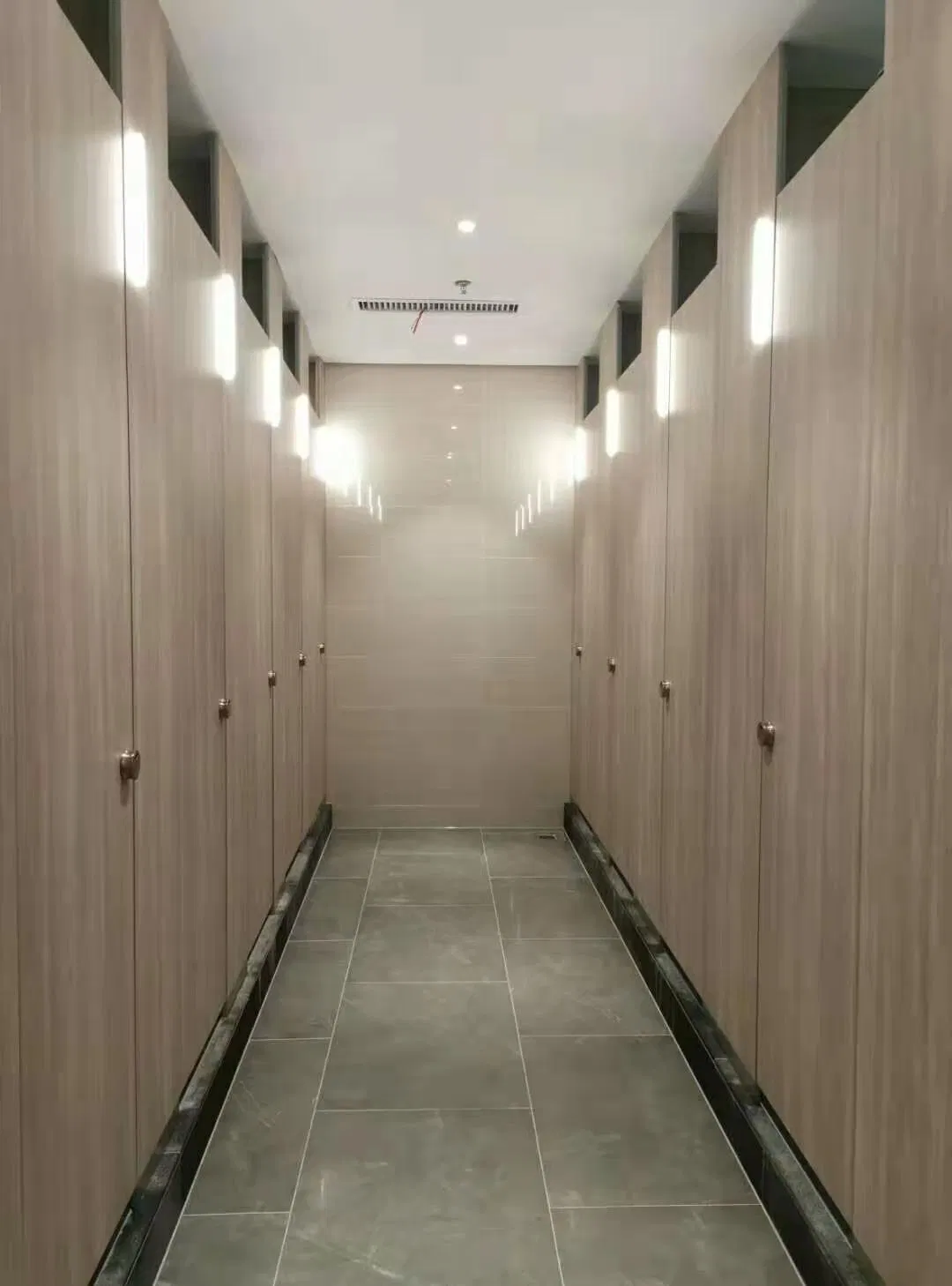 Waterproof Fireproof PVC HPL Toilet Partition with LED Light