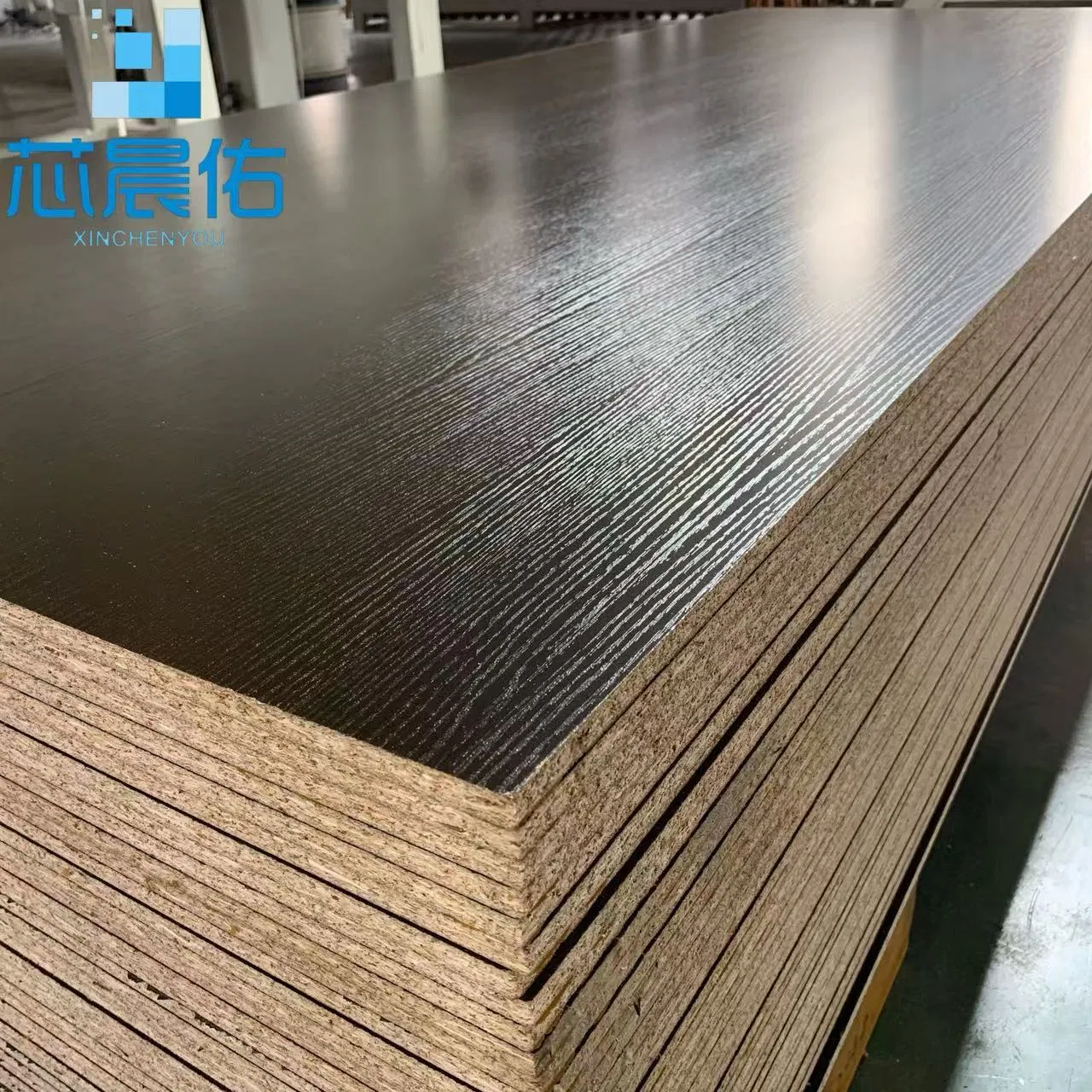 15mm Dark Grey Embossed Melamine Particle Board/Chipboard for Furniture