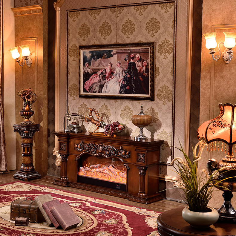 Shiny Surface Solild Wood Fireplace Mantels for Living Room Decoration