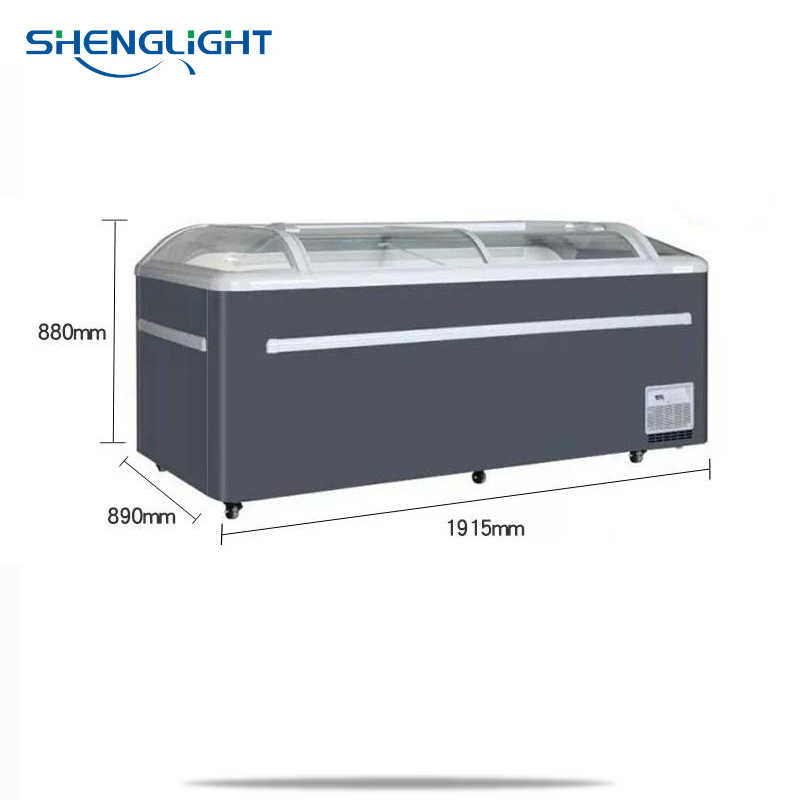 Refrigeration Equipment Commercial Curved Glass Door Ice Cream Chest Freezer Ice Cream Display Fridges Showcase Refrigerator