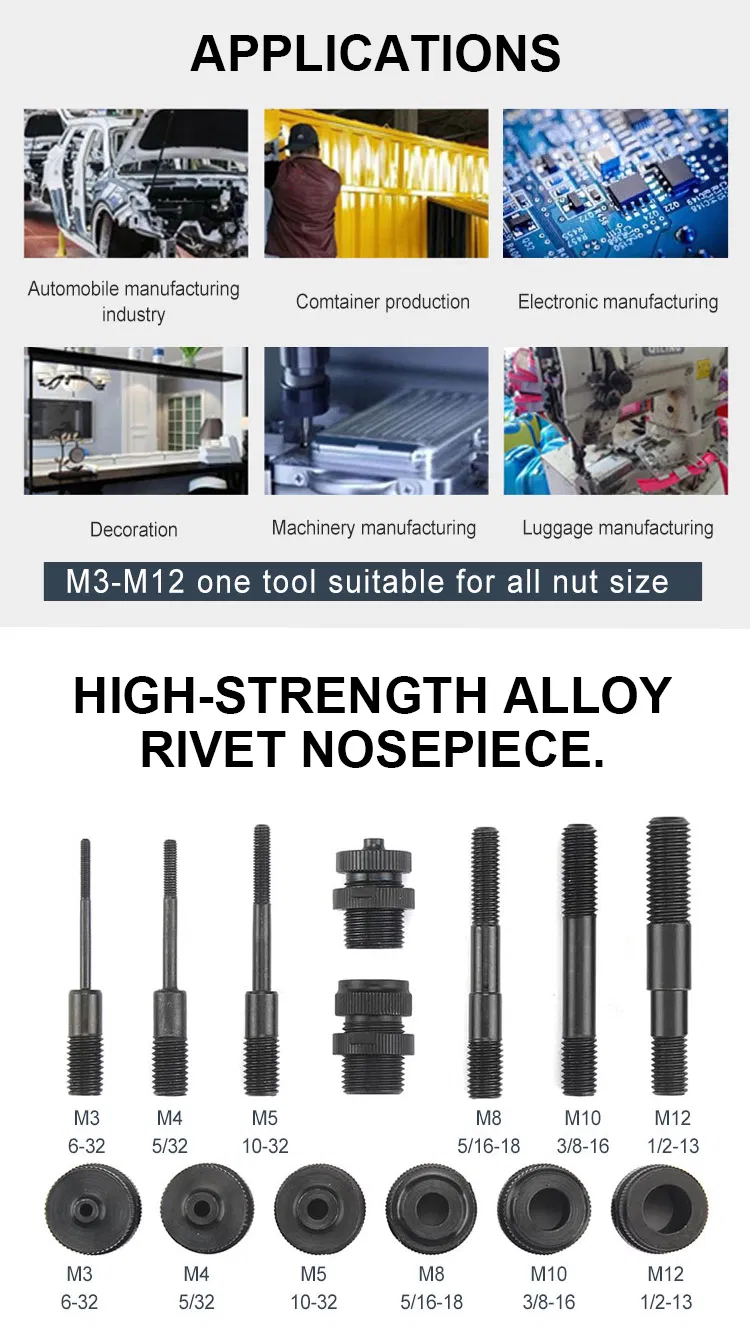 Casting Free Maintenance Lower Noise Hydro-Phneumatic Hand Nut Riveter