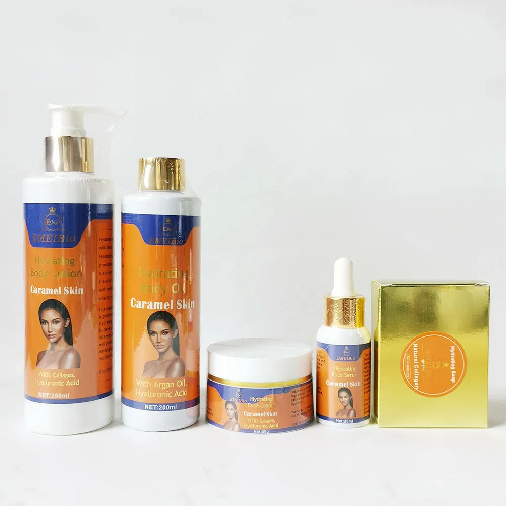 Private Label Cocoa Vegan Exfoliate Caramel Skin Lotion Body Care Skin Glowing Shiny Complexion Caramel Skincare Set