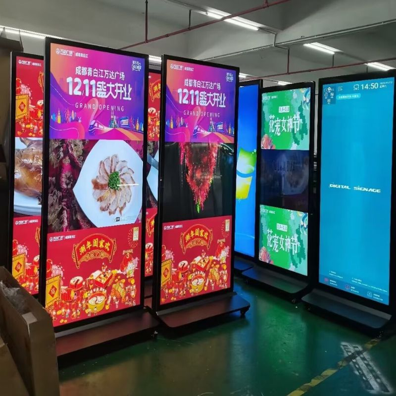 70" 75 Inch Full Screen Vertical Kiosk Digital Signage and Display Floor Standing Indoor Advertising Screen Osk