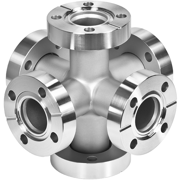 SS304/SS316L High Vacuum Pipe-Fittings CF16-CF100 Equal 6-Way Cross Rotatable/Fixed Flanges Thru Holes