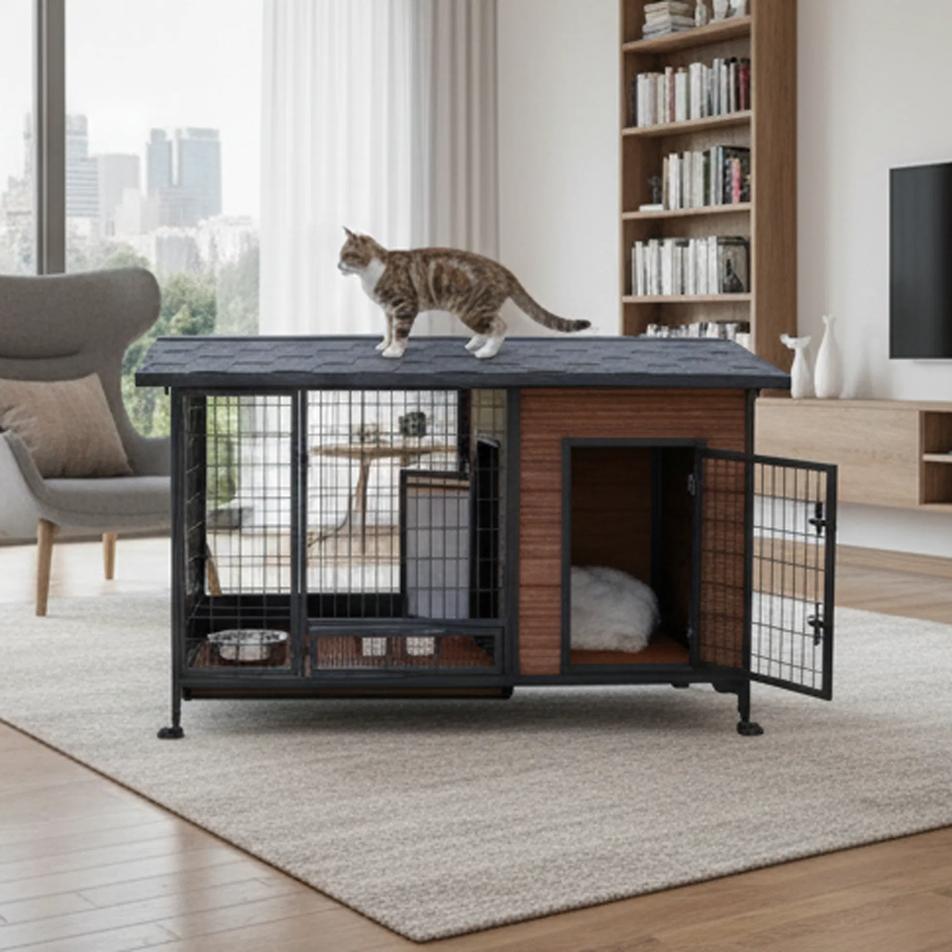 Zd Durable Waterproof Pet Dog House Indoor Outdoor Puppy Shelter Kennel with Air Vents and Elevated Floor