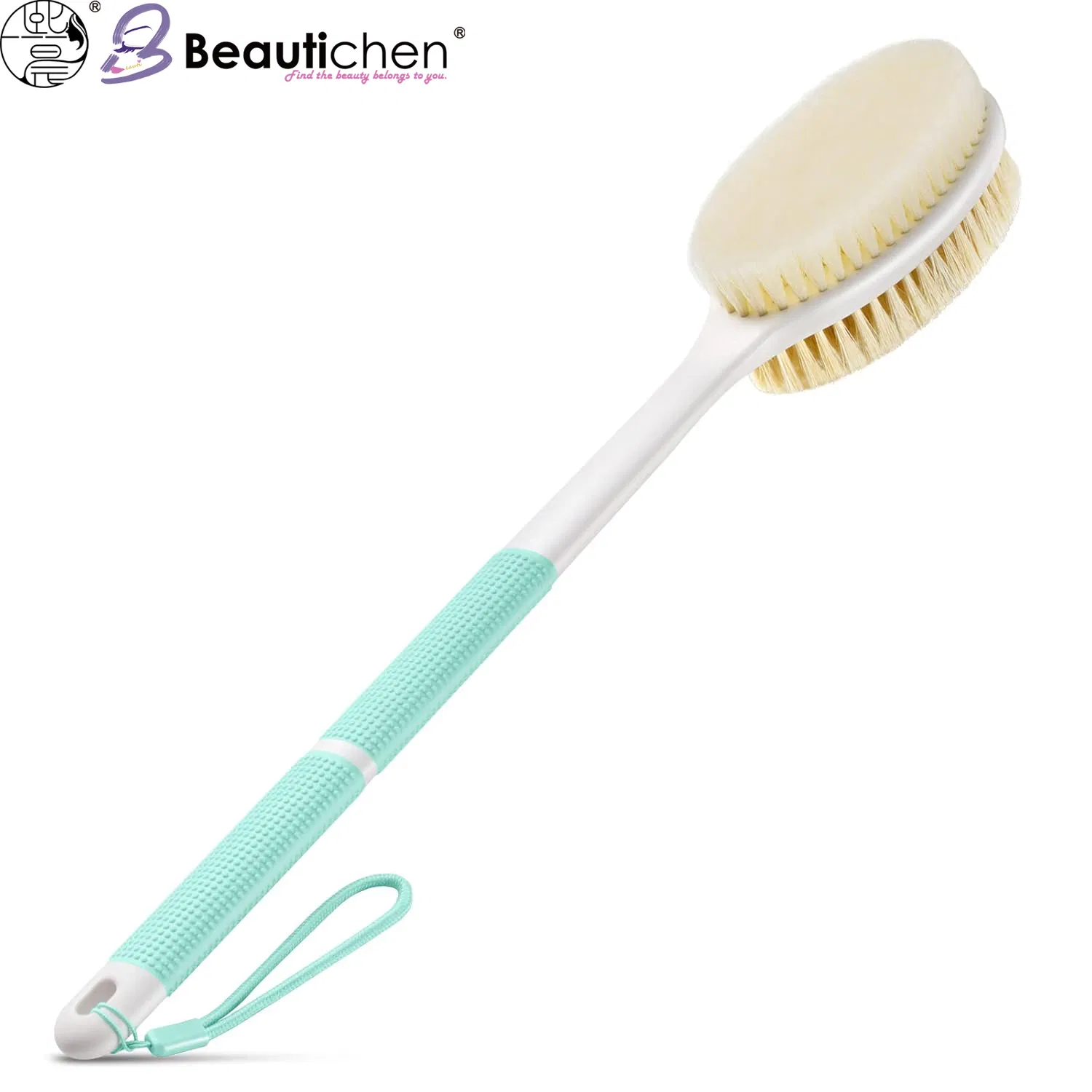 Beautichen Long Handle Bath Brush – Dual-Sided Body Scrubber with Soft & Firm Bristles for Wet or Dry Use – Exfoliating Back Brush