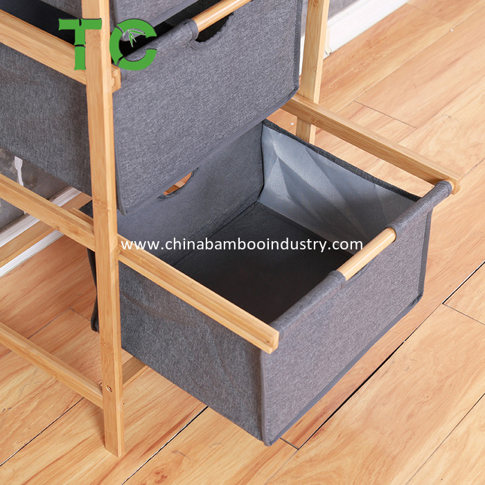 Hotselling Large Bamboo Laundry Basket Laundry Basket with Shelf Laundry Hamper Sorter Bathroom Storage Rack Laundry Storage Basket