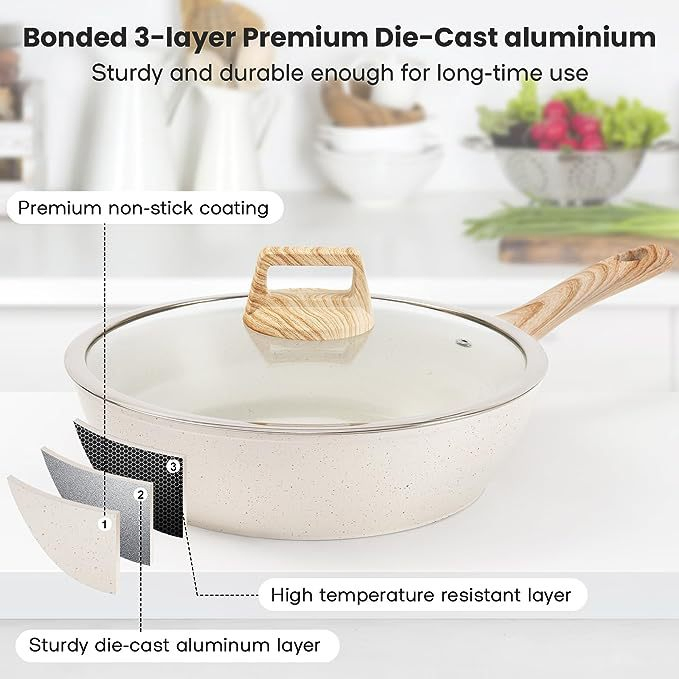Ds-2952A Pots and Pans Set Nonstick Ceramic Cookware Sets Healthy Non Stick Induction Cookware Kitchen Granite Cooking Set Frying Pan