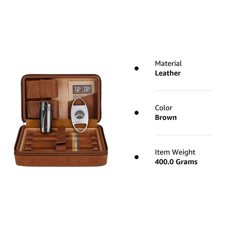 Ea338 Wholesale Smoking Humidity Cigarette Wooden for Cutter Lighter Custom Humidor Boxes Display Smoke Humble Cedar Empty Leather Cigar Box