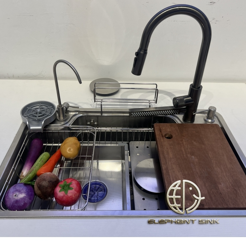 Modern Japanese Press Stainless Steel Kitchen Sink for Home Wash Vegetables