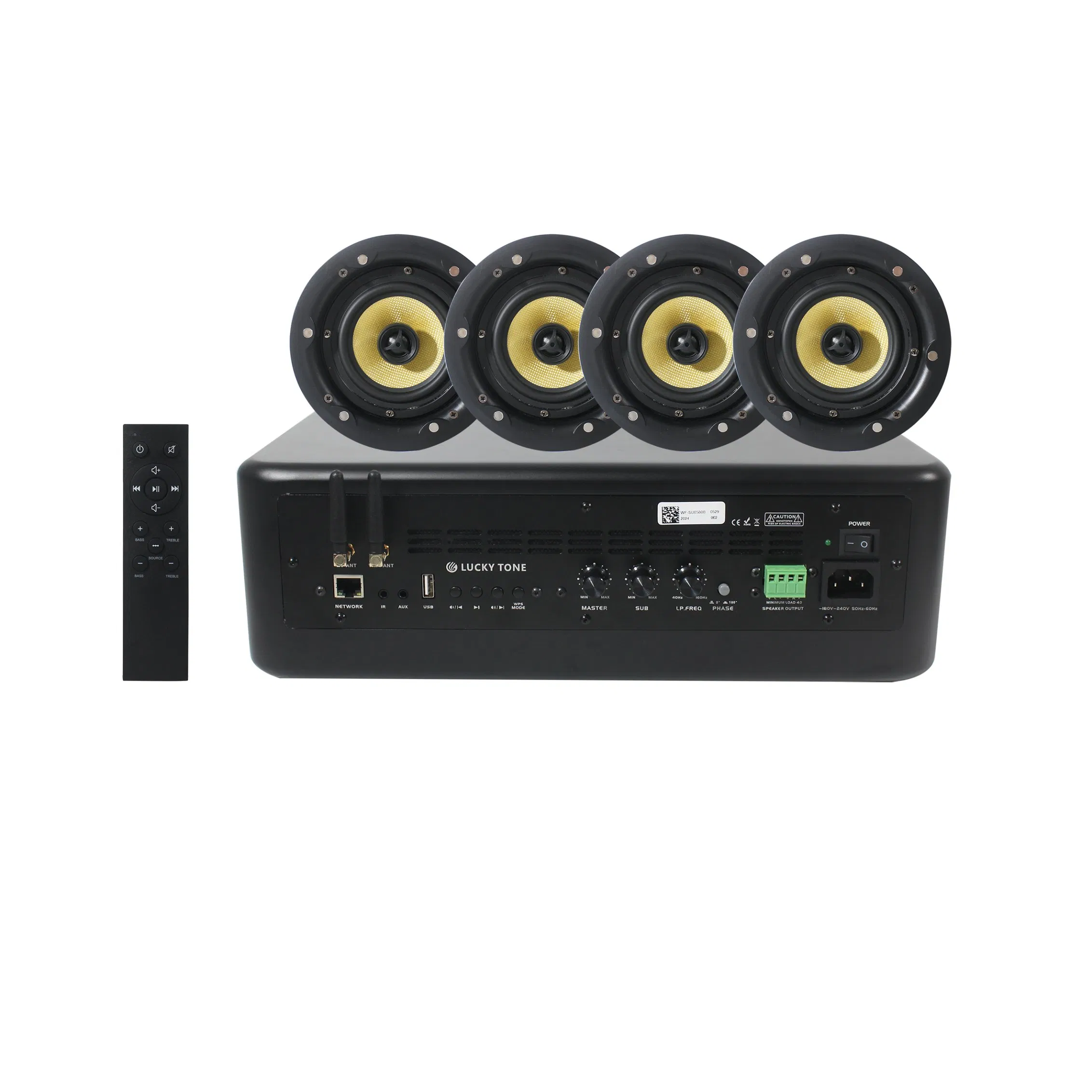 Compact Ceiling Speaker System Wireless WiFi Bluetooth Subwoofer with 2 X 40W Stereo Speaker Outputs for a Powerful 4.1 System
