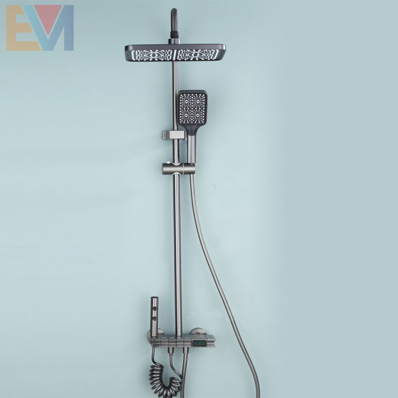 Bathroom Set Black Brass Shower Faucet Hot and Cold Shower System Rain Shower Set