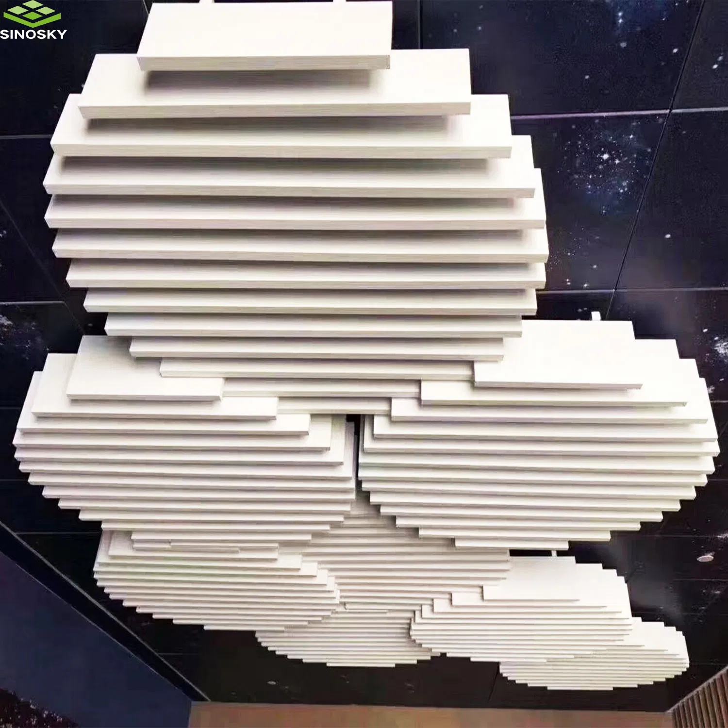 Customizable Soundproof Acoustic False Ceiling Design Fiberglass Cloud Ceiling Panels for Interior Decoration