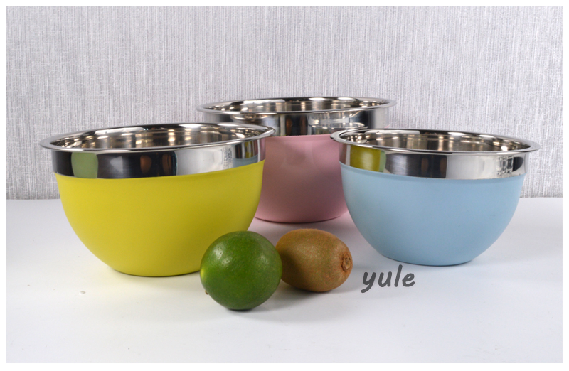 Fctory Wholesale Black Color Baking Salad Bowl Stainless Steel Mixing Bowl