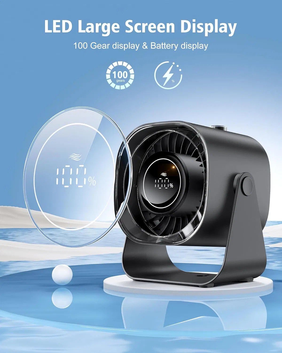 Digital Display Air Circulator Desk Fan, Quiet Portable Fan