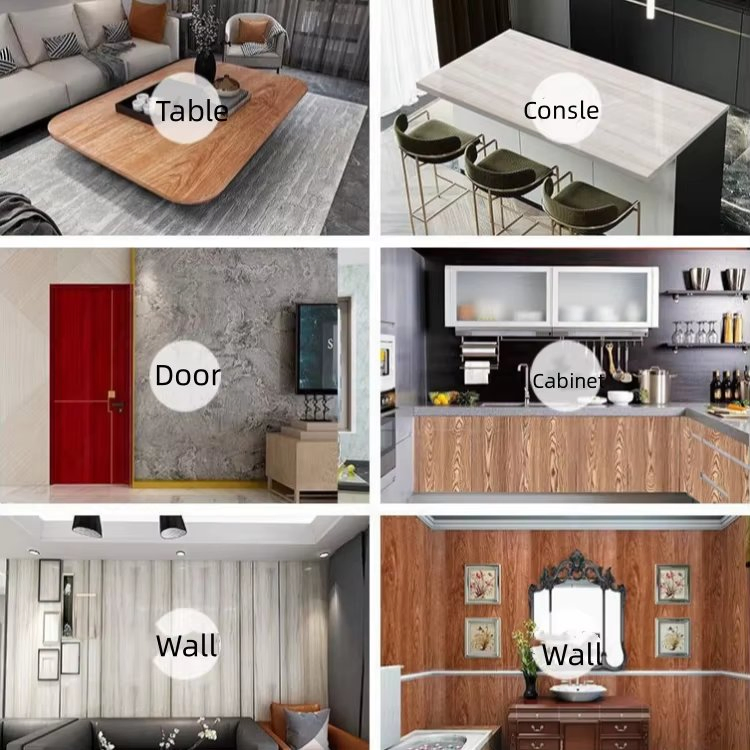 High Flexibility Self-Adhesive Wood Grain PVC Wrap Film, Conforms to Complex Profiles, for Moulding & 3D Wrapping Self Adhesive Sticker