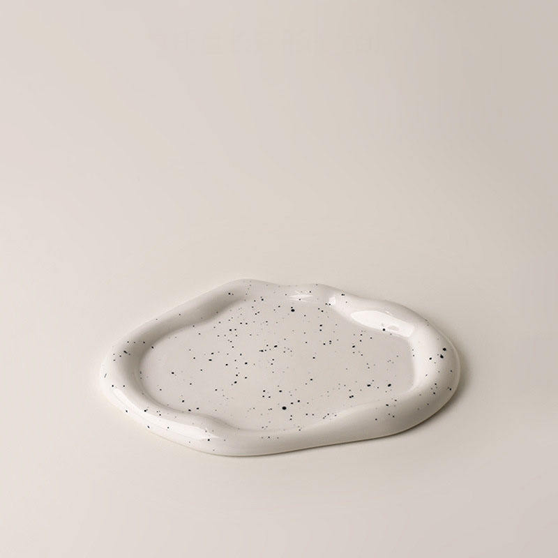 high Quality Tray Luxury Irregular Ceramic Ornaments Splashed Decorative Dessert Plate