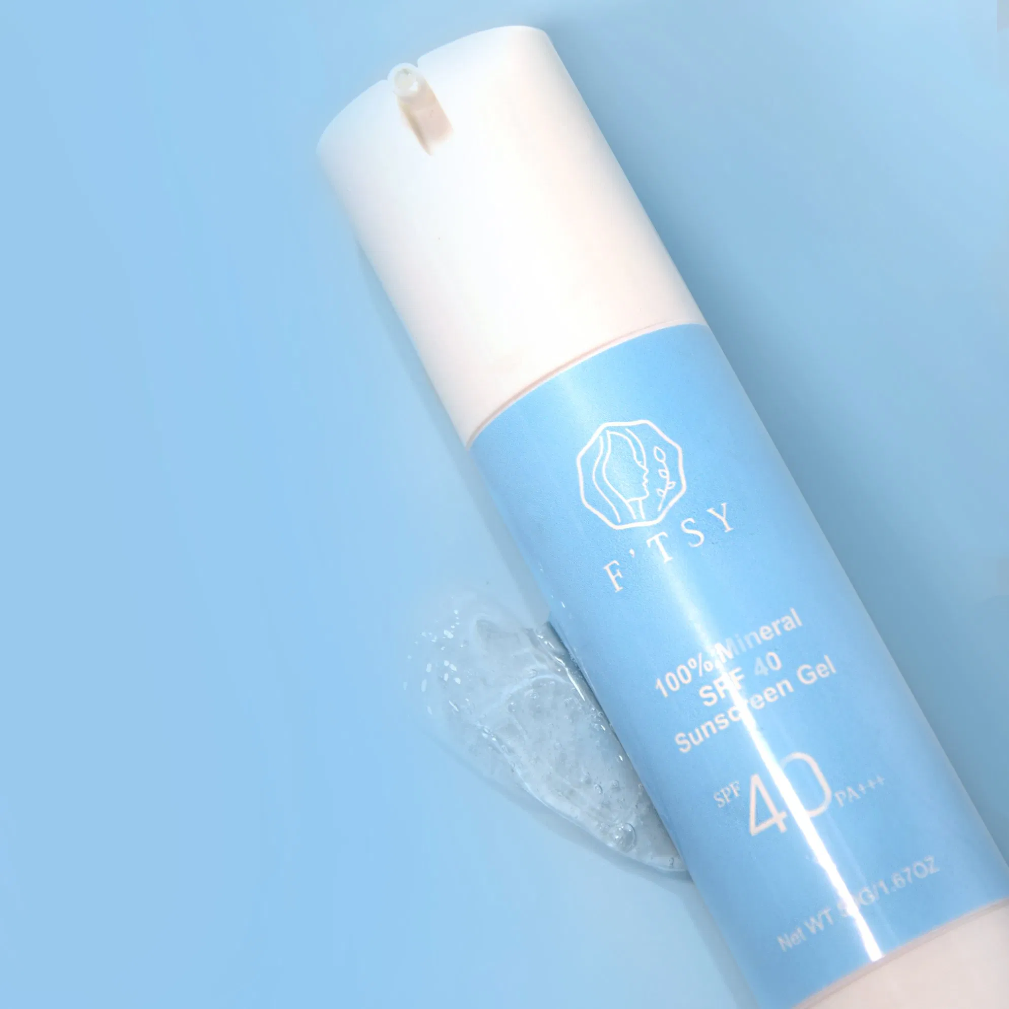 Private Label 100% Natural SPF 40 UV Protection Waterproof Transparent Sunscreen Gel