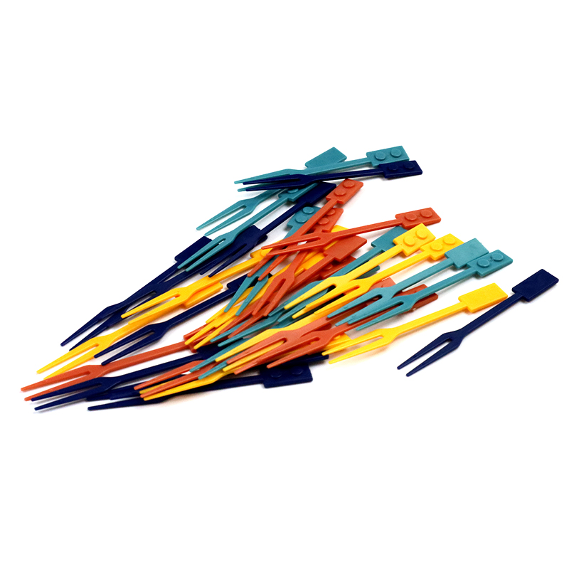 Customizable Colorful Disposable Plastic Tableware 90mm Length PS Plastic Fruit Fork Hot Sale