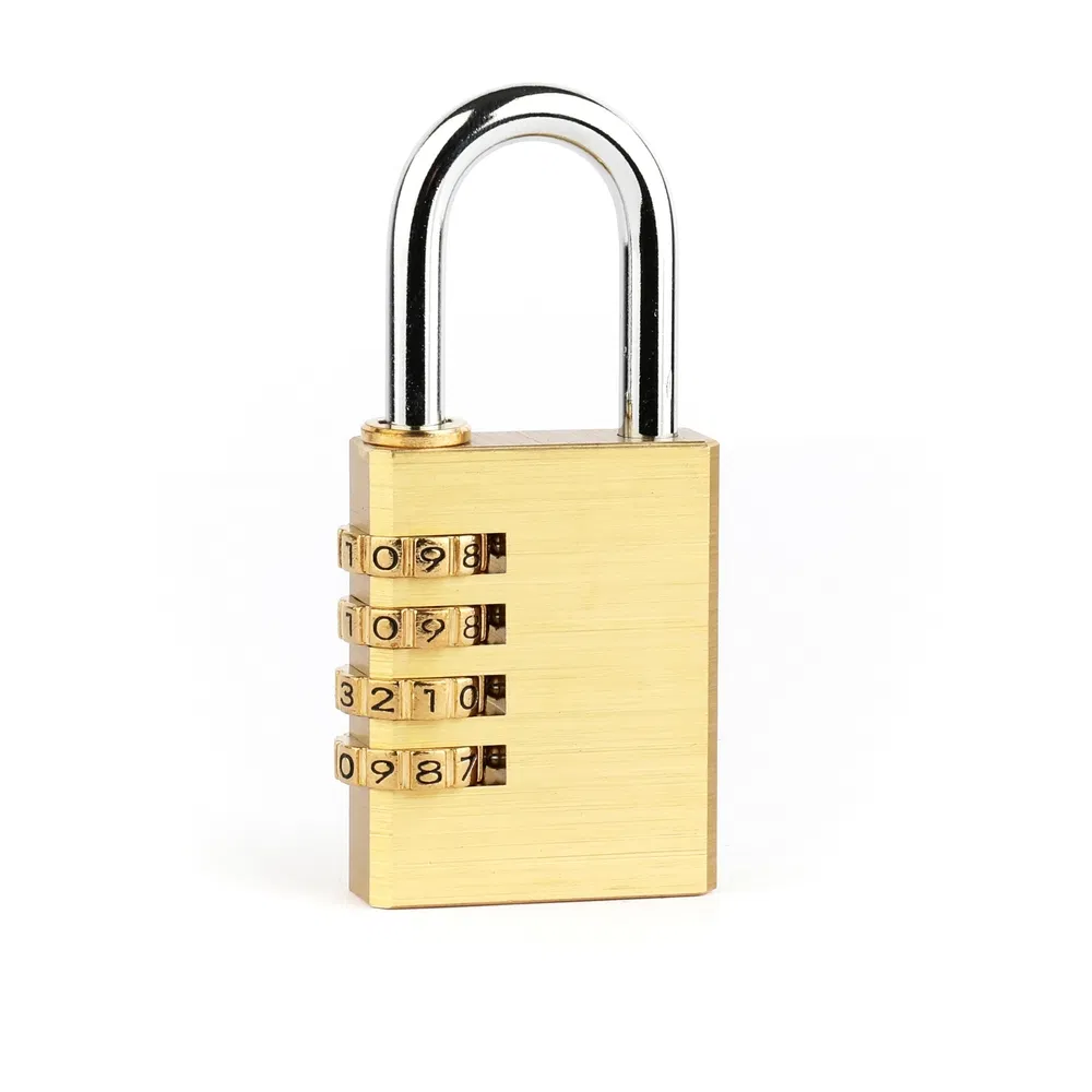 Polished Brass Password 4-Digit Luggage Combination Padlock for Drawer