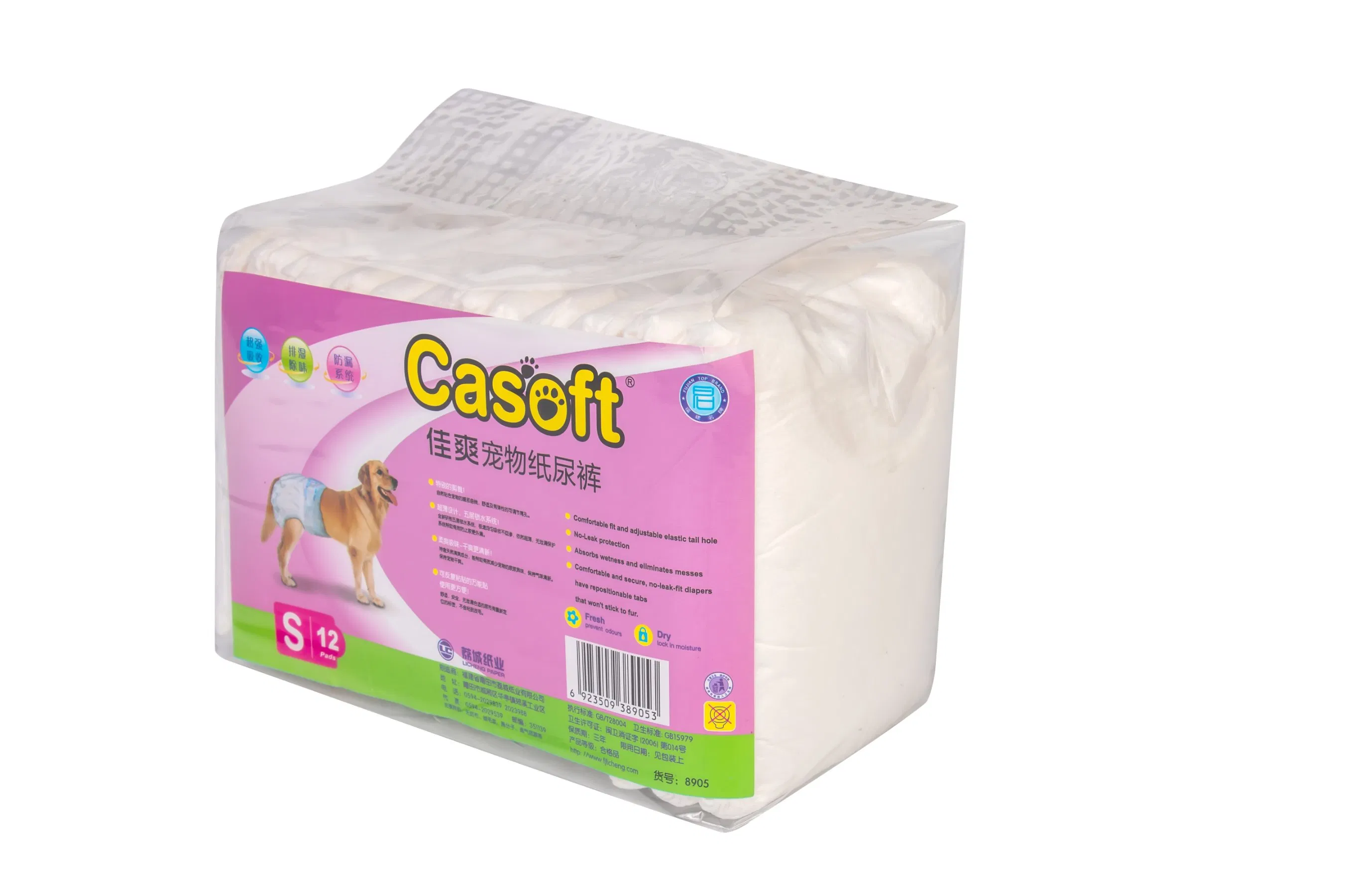 High-Quality Fast-Absorbing Water Locked Into a Large Number of Breathable Disposable Pet Diapers Magic Tapes