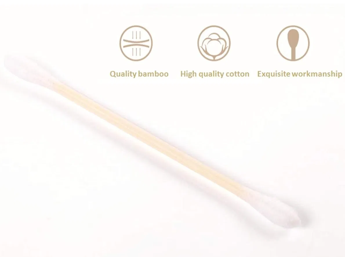 200PCS Bamboo Cotton Swabs Biodegradable Wooden Cotton Buds