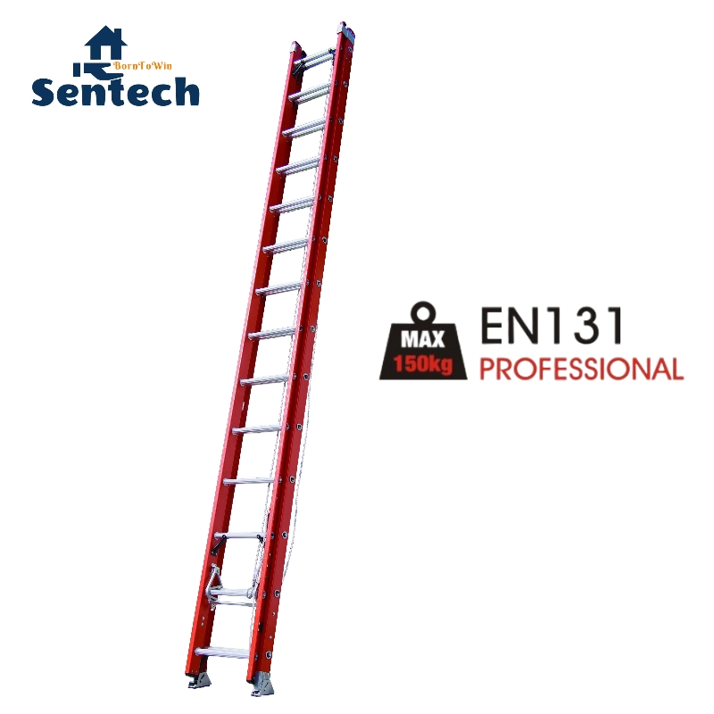 En131 150kg Heavy Duty Fiberglass Extension Ladder for Professional Use