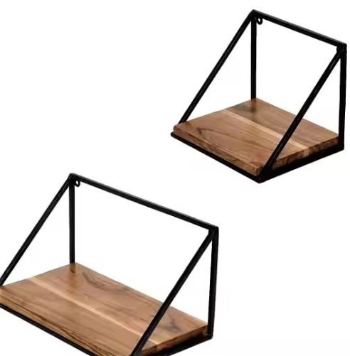 Wm-9 Corner Shelf Wall-Mounted Corner Floating Shelf 3 Layers of Wooden Hanging Display Rack Kitchen Organizer