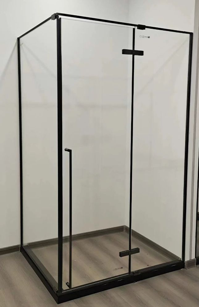 Modern Sliding Shower Room Door Diamond Shape Black Framed Tempered Glass 8mm Aluminiummountedbathroom Corner Door