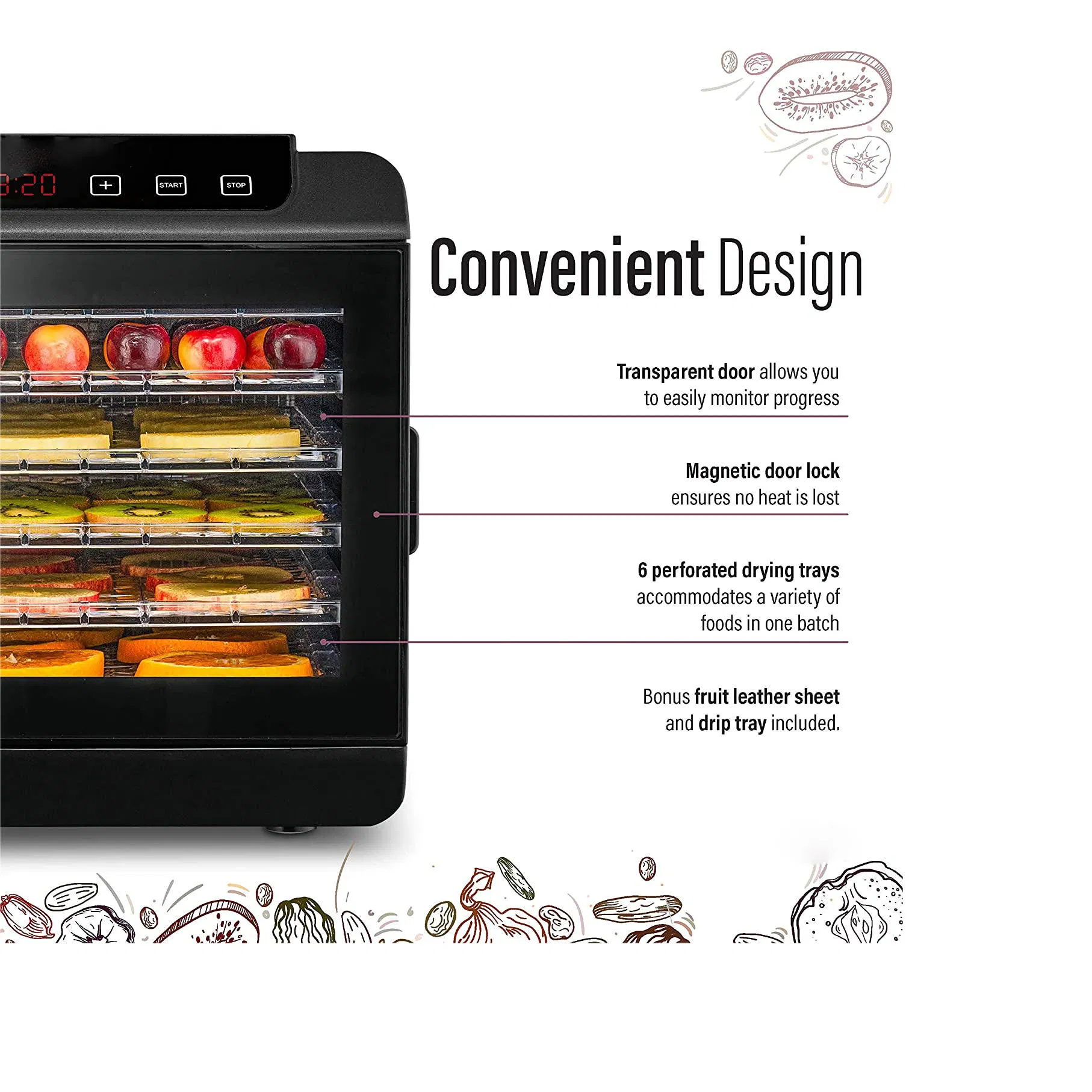 Professional Food Dehydrator Machine of Stainless Steel Trays