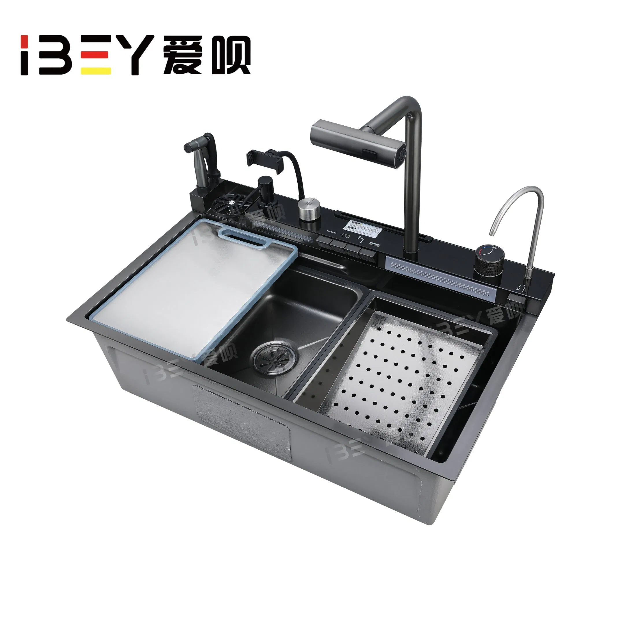 High Quality Smart 304 Stainless Steel Kitchen Sink with Phone Holder